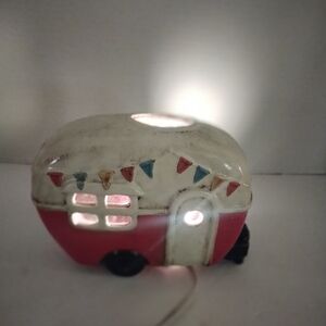 Kirkland's Retro Red RV Camper Ceramic Tabletop Night Light Lamp